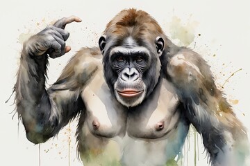 Fototapeta premium Watercolor Ape: A watercolor painting of an ape