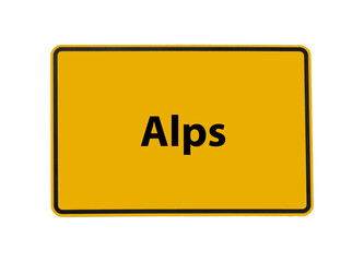 Yellow Sign with Word Alps
