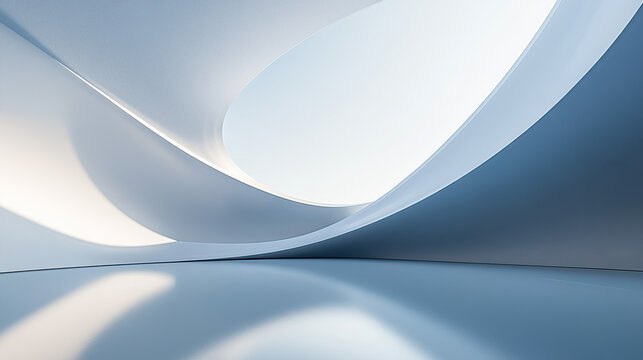 Minimalist stage background with blue sky and curved shape
