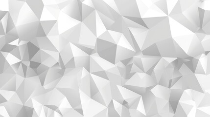 A geometric abstract background featuring various shades of white and gray polygons.