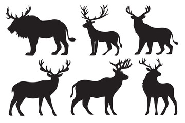 Silhouette deers collections.Silhouette animals.Vector illustration