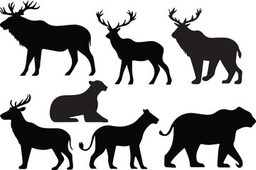Vectors silhouette animals of savanna.Animals silhouette.Vector illustration