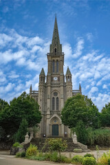 Obraz premium The city of Paimpol, in Brittany, Notre-Dame de Bonne-Nouvelle church, beautiful monument 