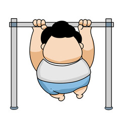 Naklejka premium Fat boy workout excercise