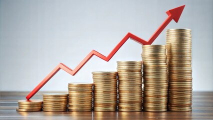 Falling interest rates concept with a descending graph and coins dropping, symbolizing economic impact