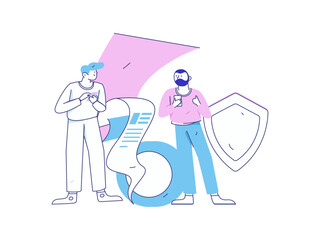 Online shopping payment security character flat vector concept operation hand drawn illustration
