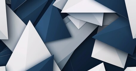 Obraz premium Abstract composition of overlapping geometric shapes in blue and white tones.