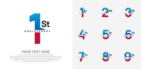 anniversary set logo style with blue and red color for company celebration moment