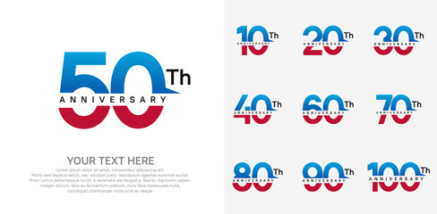 anniversary set logo style with blue and red color for company celebration moment