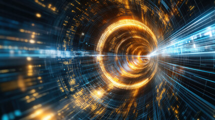 Obraz premium Abstract digital tunnel