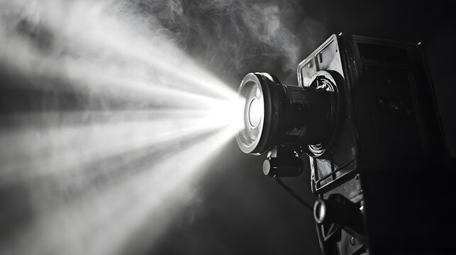Vintage Film Camera with Light and Smoke