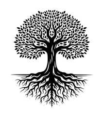 Tree of Life, Tree with Roots Svg, Tree Illustration, Tree Silhouette