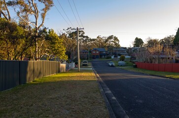 Quiet Suburban Street at Dusk