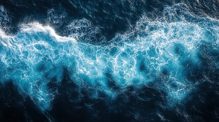 Fototapeta premium Top view of ocean waves, deep blue water