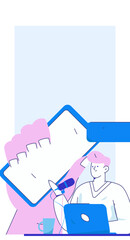 Communicate with consultants flat vector character concept operation hand drawn illustration
