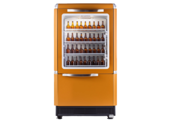 Market fridge with beer Isolated on Transparent or White Background.