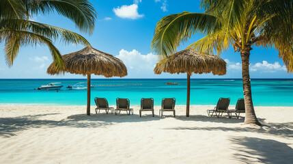 Aruba beach with white sand and turquoise water.