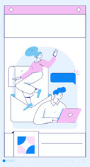 Communicate with consultants flat vector character concept operation hand drawn illustration
