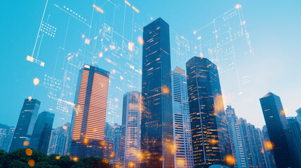 Obraz premium Signal Tower in the heart of a modern City