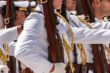 Military gala parade in the Spanish navy