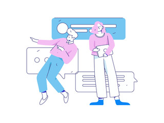 Communicate with consultants flat vector character concept operation hand drawn illustration
