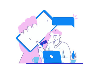 Communicate with consultants flat vector character concept operation hand drawn illustration
