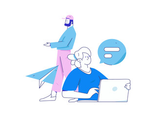Communicate with consultants flat vector character concept operation hand drawn illustration
