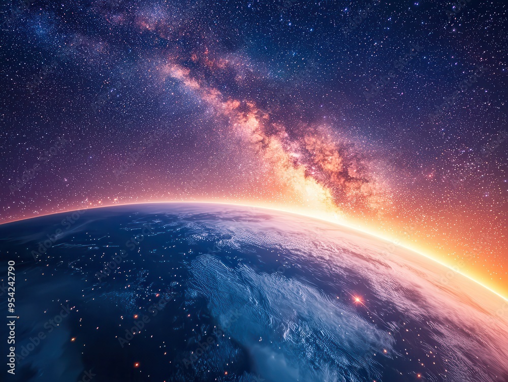 Canvas Prints Earth and Milky Way Galaxy.