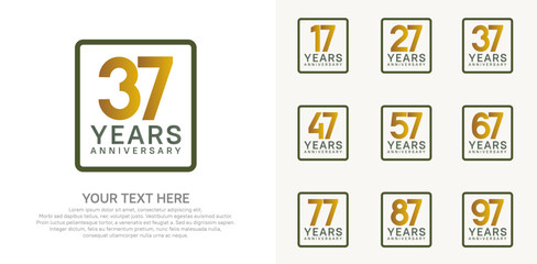 anniversary set logo style with brown and green color in square for company celebration moment
