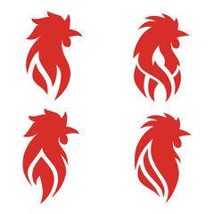 red rooster head logo set on white background © blackwrap_byartku