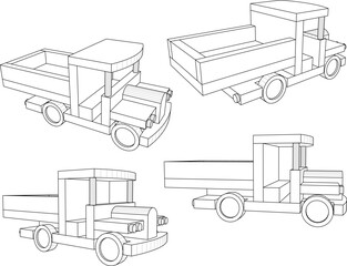 Vector sketch illustration silhouette design image educational toy creativity for children room decoration and wardrobe shelves