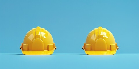 yellow hard hat isolated on blue