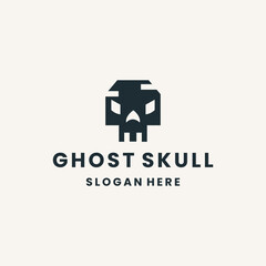 Obraz premium Ghost skull logo icon design vector illustration, skull icon,