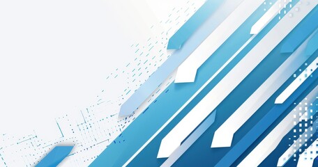 Fototapeta premium Abstract blue geometric design with arrows and patterns for digital backgrounds.