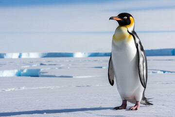 Obraz premium A majestic adult emperor penguin its snowwhite
