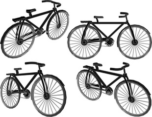 Vector sketch illustration silhouette design image of a casual bicycle with a unique classic vintage shape