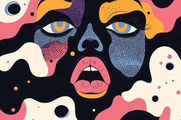 Comic-Style Abstract Portrait with Bold Colors 