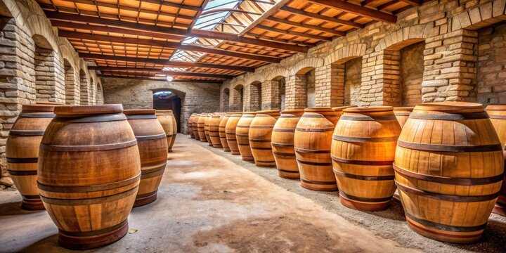 Ceramic barrels in a distillery for wine and pisco production in Ica, Peru, ceramic, barrels, distillery, wine, pisco