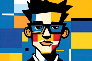 Comic-Style Abstract Portrait with Bold Colors 