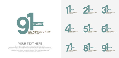 anniversary set, green and black color with ribbon for celebration event