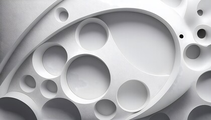 Gray  color and white abstract background with round holes 3d effect background wallpaper