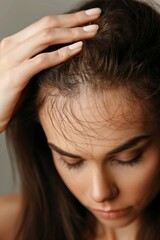 A woman with a bald spot on her head