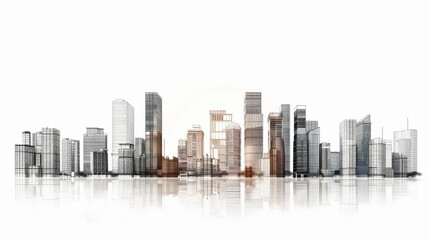 Obraz premium Downtown Urban Skyline with Impressive Skyscrapers and Blue Sky View, Business City Architecture Panorama