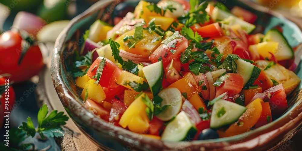 Canvas Prints popular healthy vegetable salad in a bowl for a nutritious diet