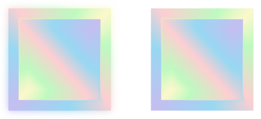 Square holographic gradient element set with pastel pink, blue and green colors