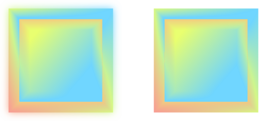 Two vibrant holographic gradient frames with a transparent background, perfect for digital designs