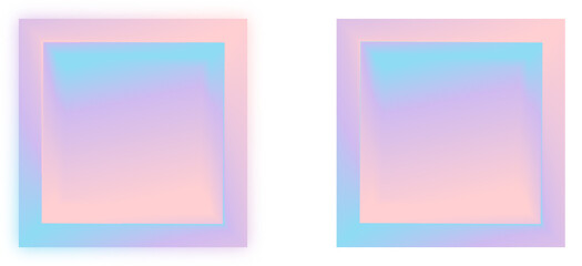 Fototapeta premium Hologram glossy gradient squares in pastel colors, isolated elements for modern and futuristic look