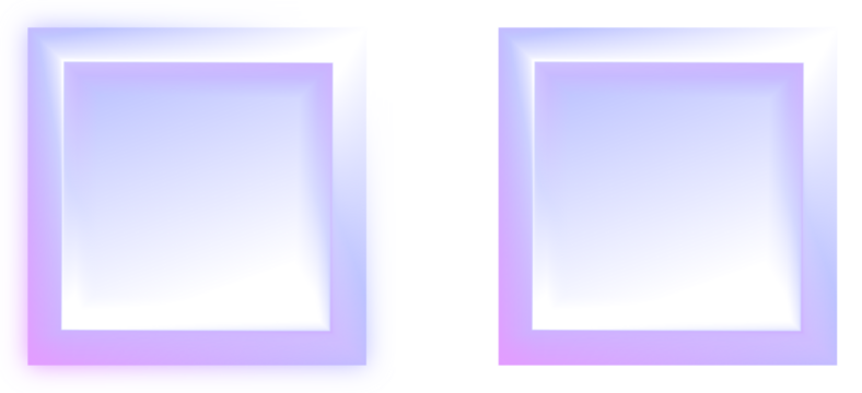 Vibrant holographic gradient squares with soft glow effect, isolated png element for modern design