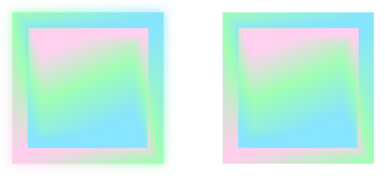Neon holographic squares with pastel colors, isolated png element set for modern design