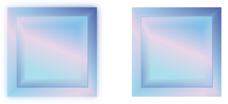 Holographic gradient square shapes with a soft pastel purple, isolated clipart set on transparent background